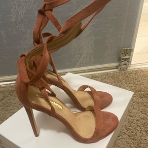 Pink lace up heels